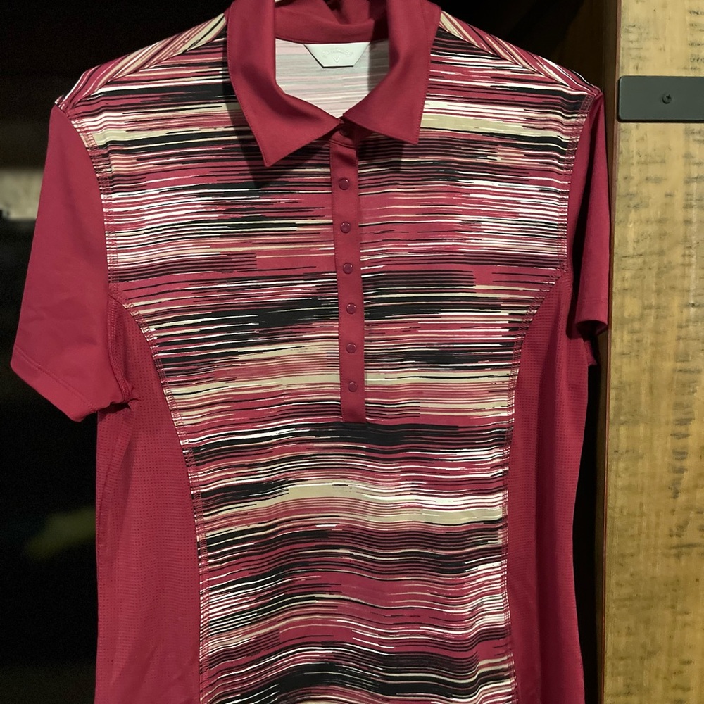 Callaway Women's Red Striped Polo size Large